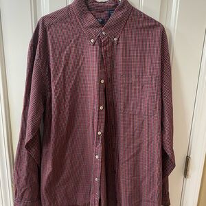 Izod Men's Red and Blue Checkered Button-Down Shirt